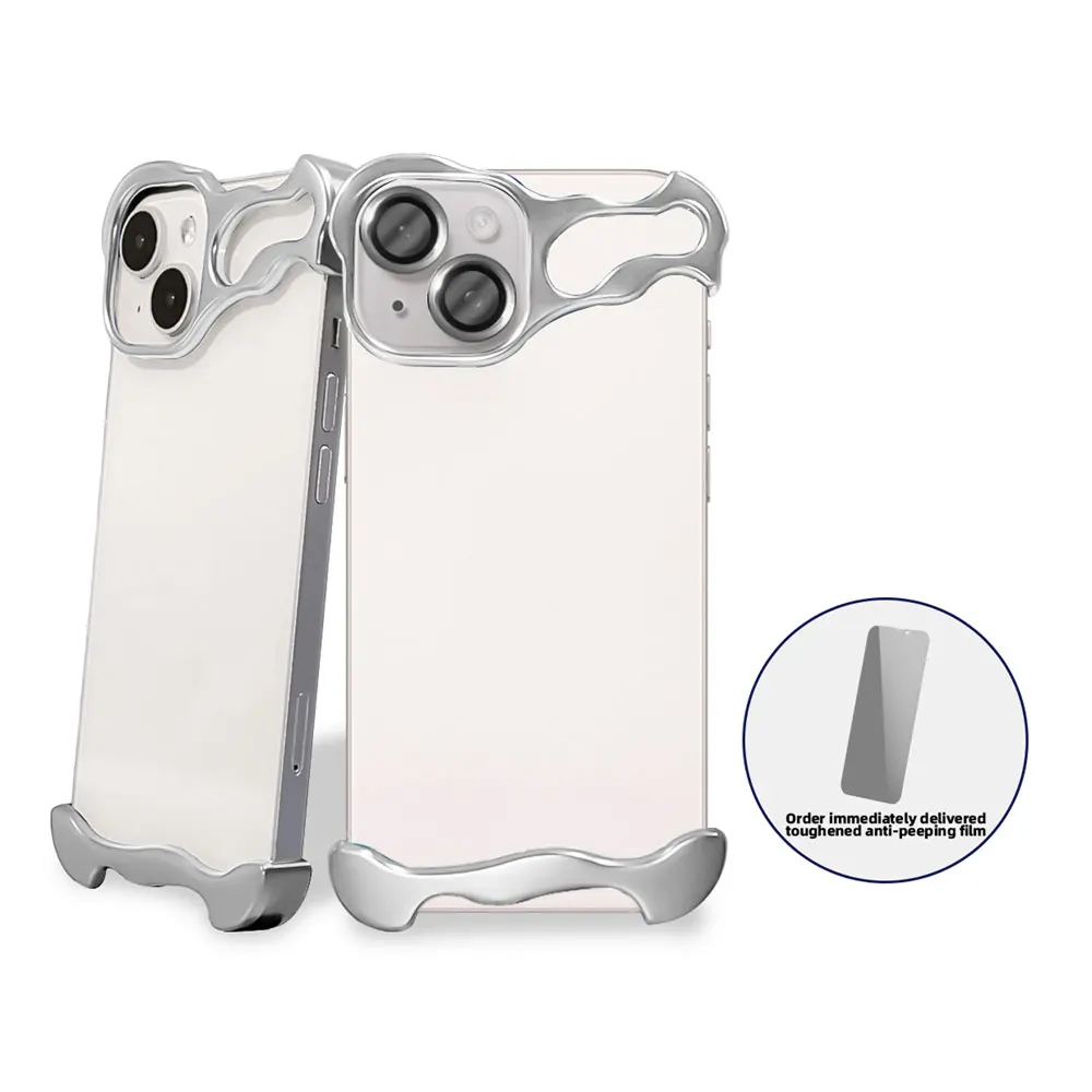 Metal Special Shaped True Edgeless Phone Case For iPhone 15 14 13 Plus Pro Max Sjk629 Laudtec