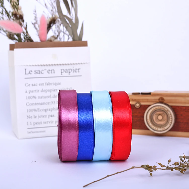 Заводская индивидуальная распродажа атласная лента фабричная двойная 100% полиэстер 196 цветов 1 дюйм