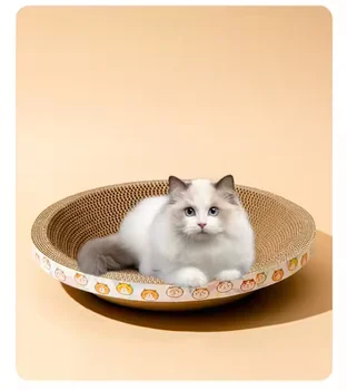 Manufacturer's Best-Selling Round Corrugated Paper Cat Scratching Pad Premium Cat  Scratcher