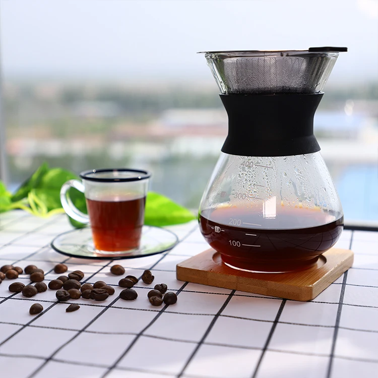 borosilicate color glass coffee tea pot pour over coffee kettle