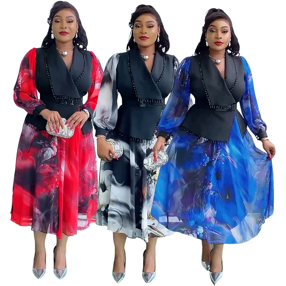 Sexy Lace Patchwork Midi Dress African for Women Elegant Long Bodycon Dresses Rhinestone Robe Femme African Clothes Dresses Sexy Lace Patchwork Midi Dress African for Women Elegant Long Bodycon Dresses Rhinestone Robe Femme African Clothes Dresses