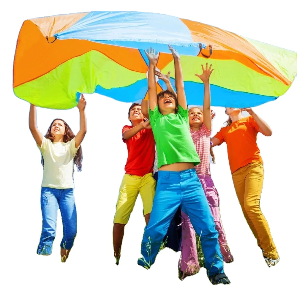 Детская игрушка из парашюта с восьми рукоятками и разноцветным дизайном