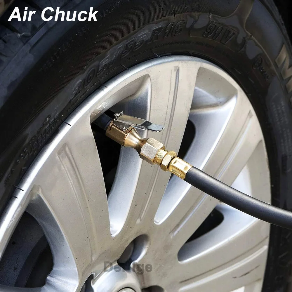 1/4 Inch Female NPT Closed Tire Chuck With Clip, Locking Air Inflator Quick Connect