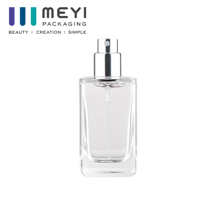 30ml Crimp Glass square Perfume Bottle with Black Lid and Box Packaging