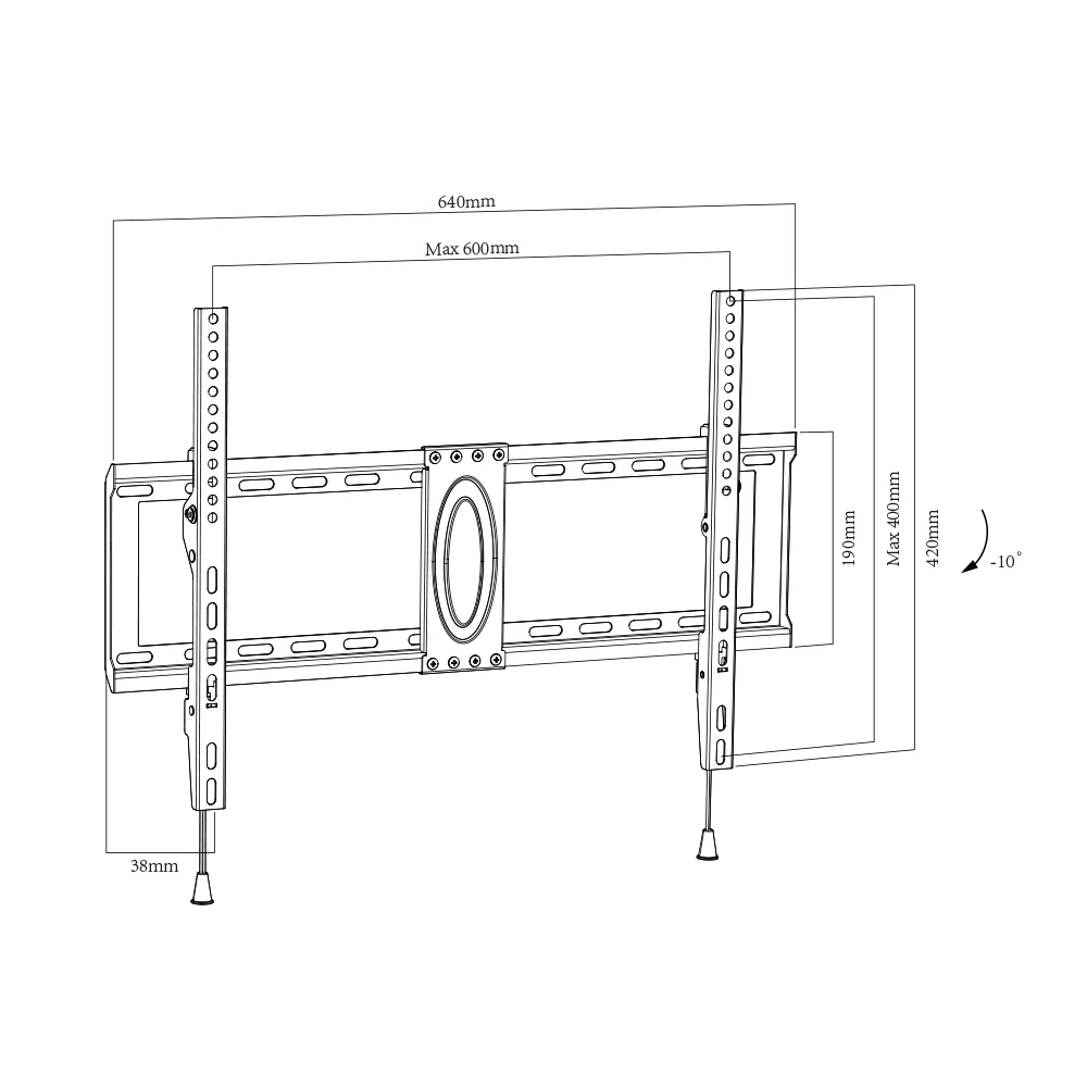 CHARMOUNT Max VESA 600x400mm Extra Supporting Wall Plate Magnetic Pull Straps Tilt 10 Degrees TV Bracket Wall Mount