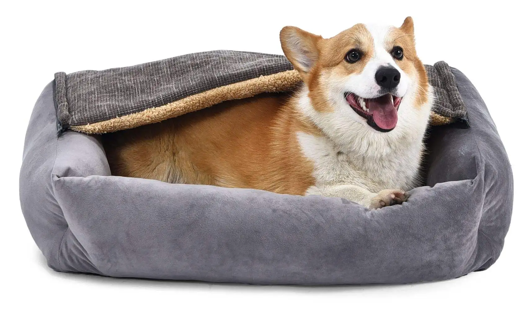 4 In 1 Dog Bed Custom Breathable Pet Sofa Beds Zipper Design Dog Bed with Hooded