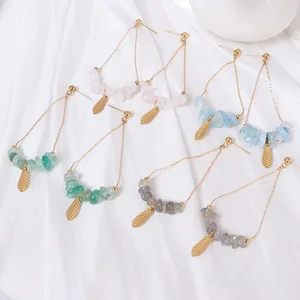 Fashion Luxury Vintage 18K Gold PVD Leaf Pendant Beaded Stainless Steel Earrings Unisex Jewelry Accessories Gift