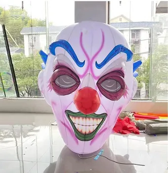 Customized Club Party Halloween Props Skeleton Giant Inflatable Skull Ghost Clown Head For Halloween Stage Decoration