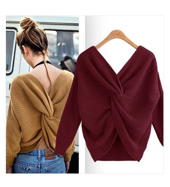 Open-back Irregular Women Sweaters 