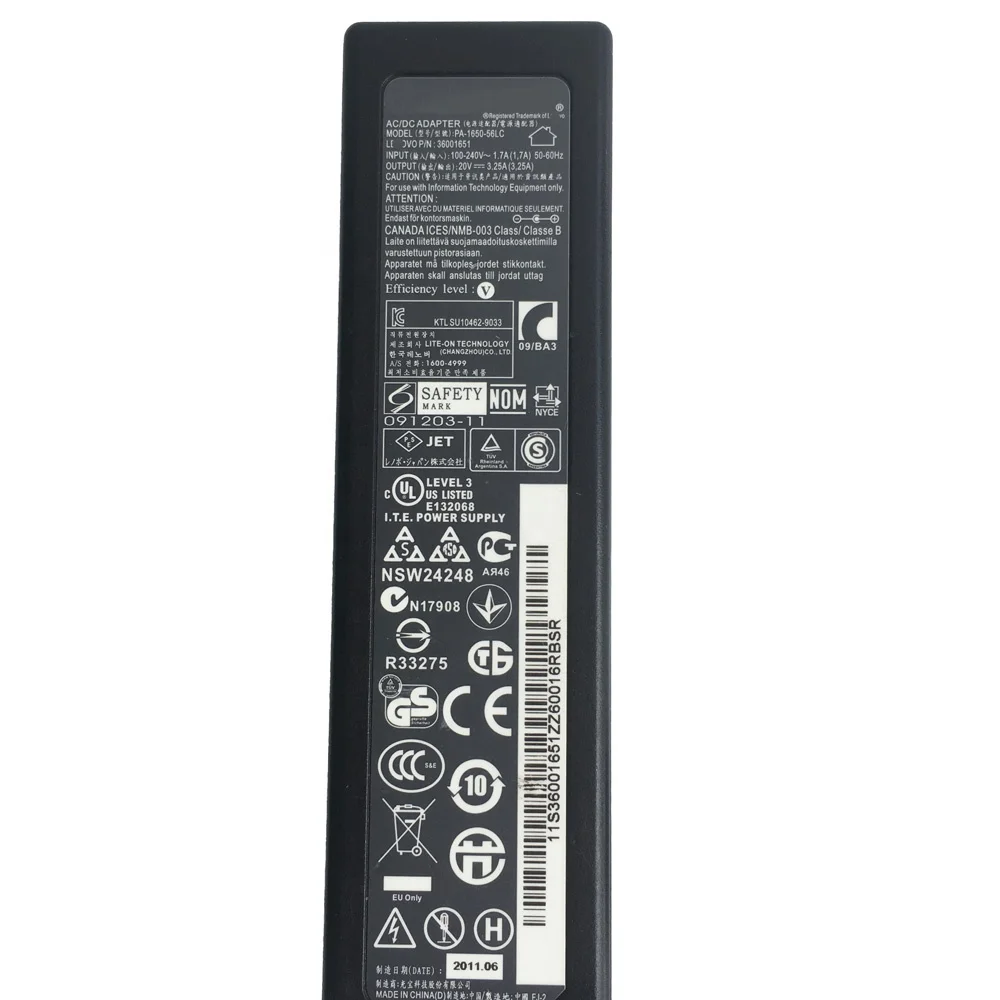 Адаптер переменного тока 20V 3.25A 65W для ноутбука Lenovo Ideapad Z580 Z585 B580 B585 B485 E49 G485 ADP-65KH B