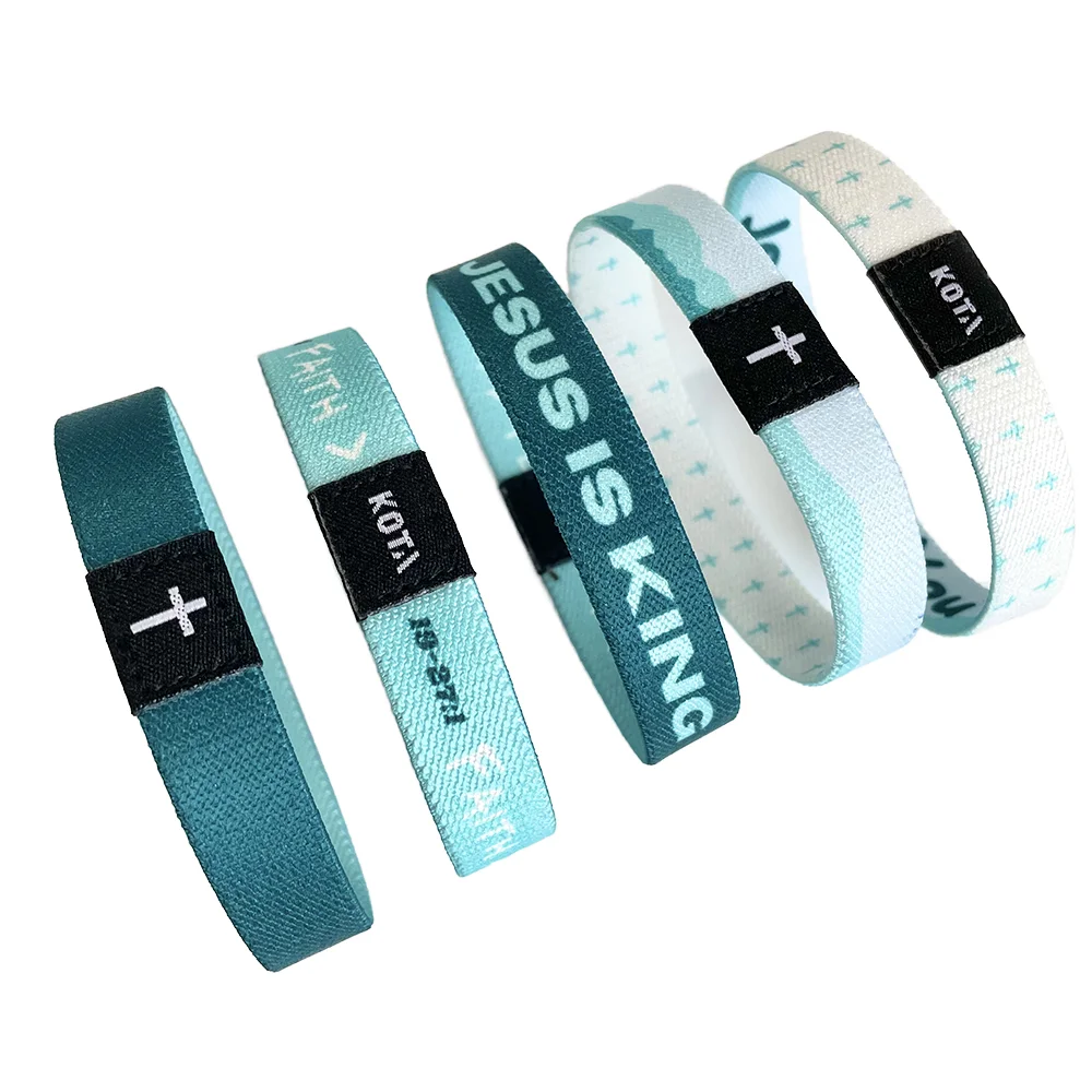 Wholesale Full Color Custom Sublimation Printed  RFID/NFC Stretch Fabric Elastic Bracelets Wristband with Chip Tag