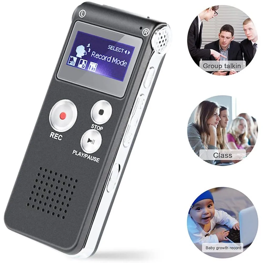 Rechargeable 8GB 16GB Digital Audio/Sound/Voice Recorder Dictaphone MP3 Player 