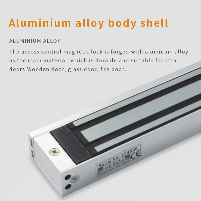 Electromagnetic Lock Automatic Unlock DC 12V 280kg 600Lbs Access Control Single Door Magnetic Lock for Sliding Door