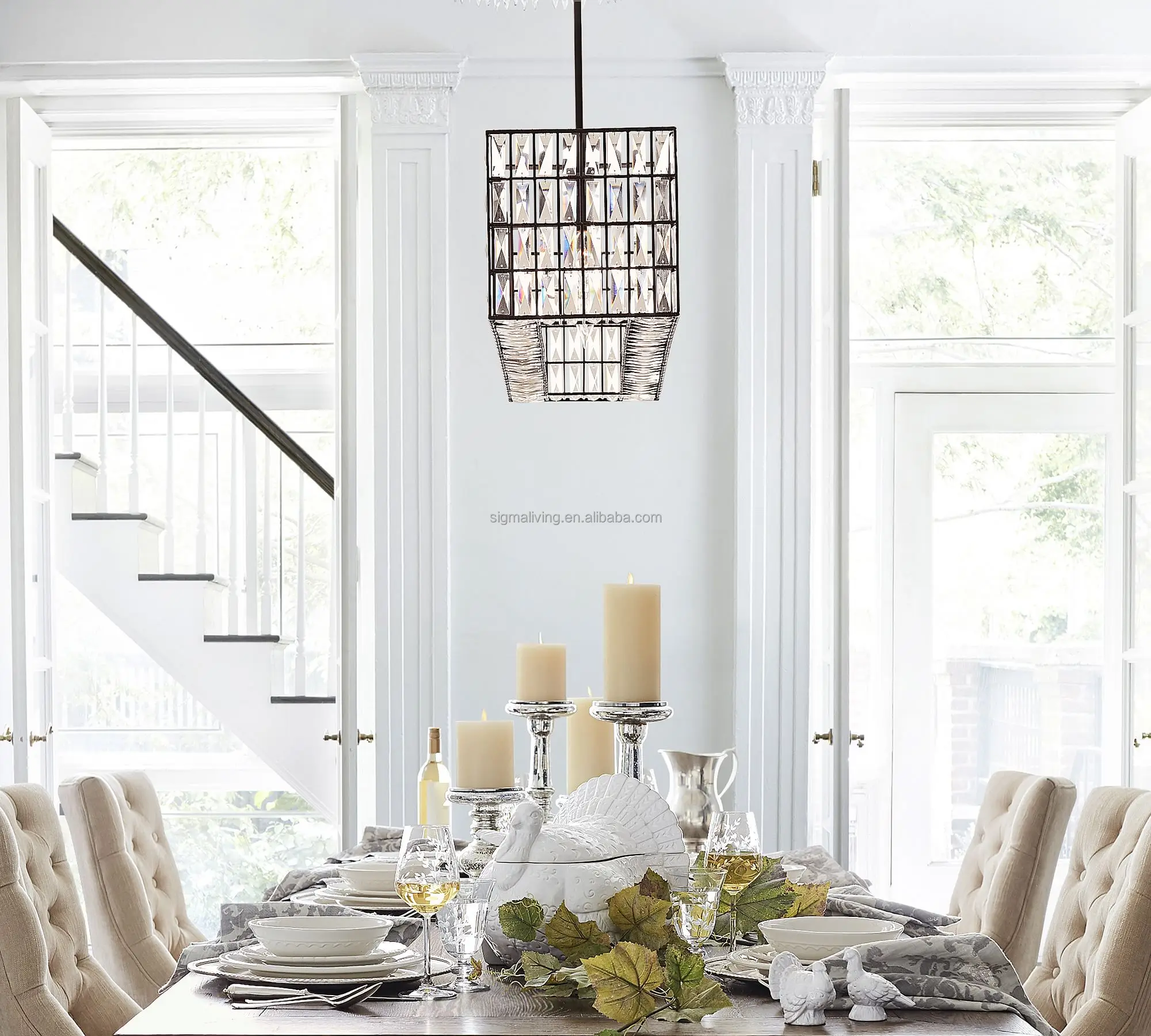 chandelier light luxury light iron recycled glass chandelier
