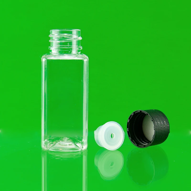 PET 30ml Bottle Plastic Transparent Cosmetic Bottle with Black Cap