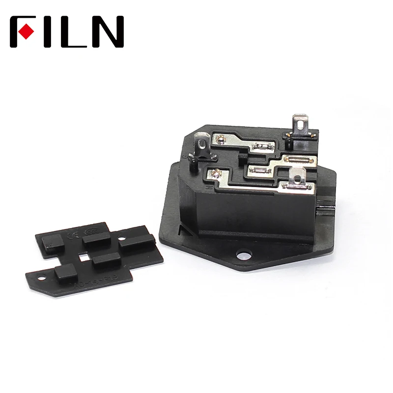 3 Pin Iec320 C14 Inlet Connector Plug Power Socket with 220v Red Lamp Rocker Switch 10A Fuse Holder Socket