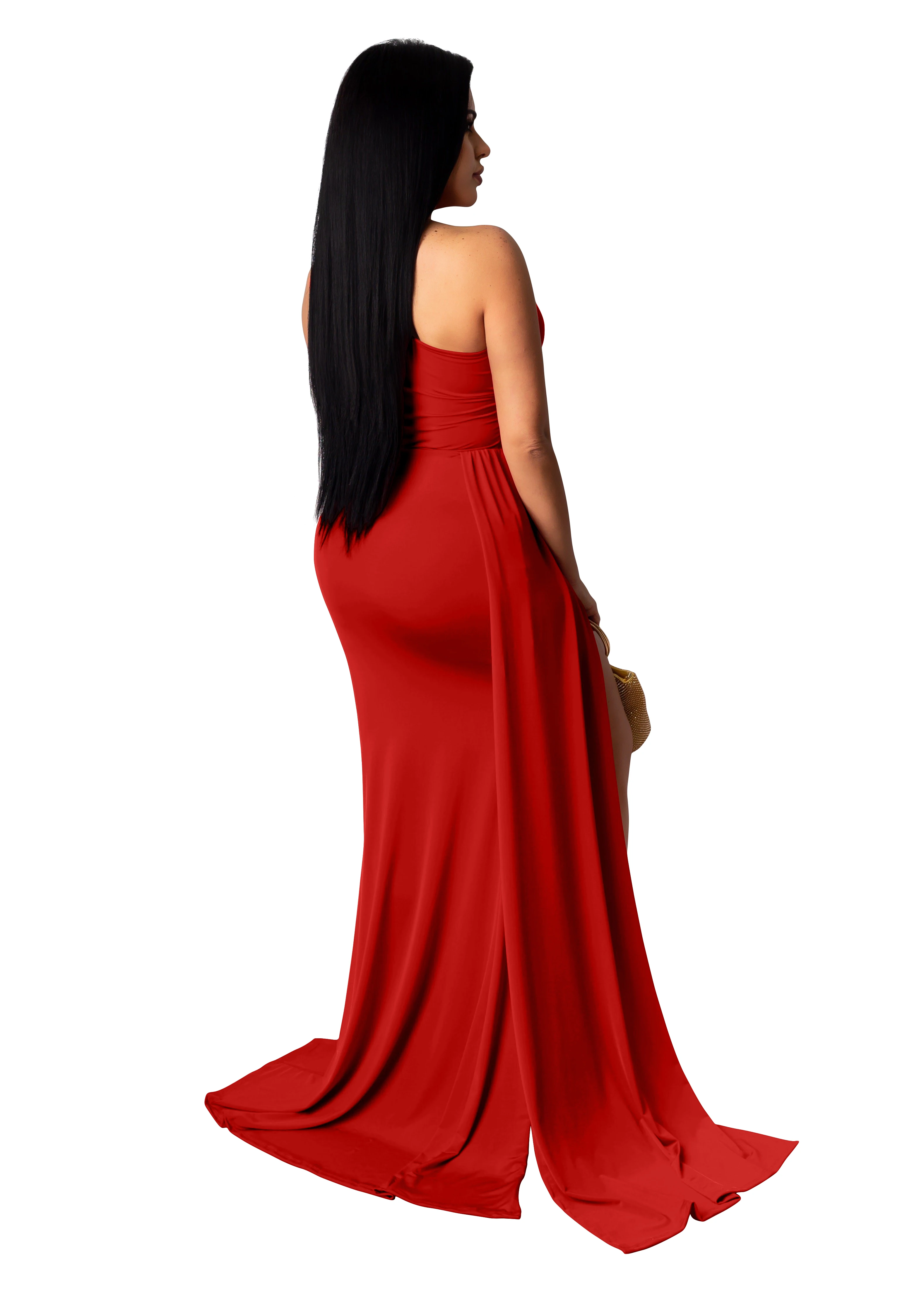 New Arrival Hollow Sleeveless Elegant One Shoulder Prom Dress High Slit