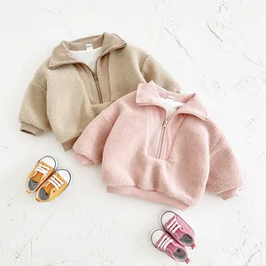Customized Children's Winter Printed Leisure Loose Stitching Sweatshirt Thickened Warm Outerwear Jacket Girls Infant Toddlers