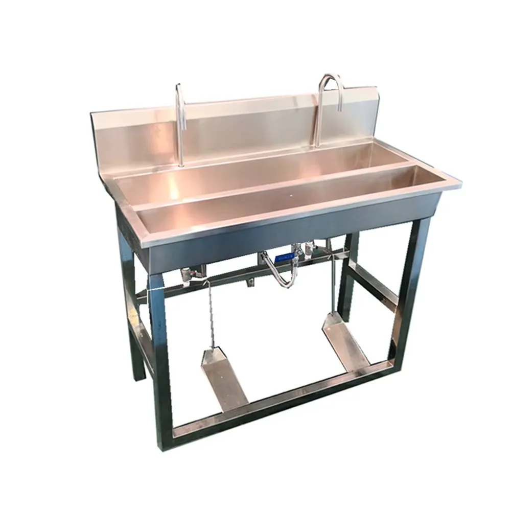 304 stainless steel industrial hand basin for slaughterhouses with foot pedal
