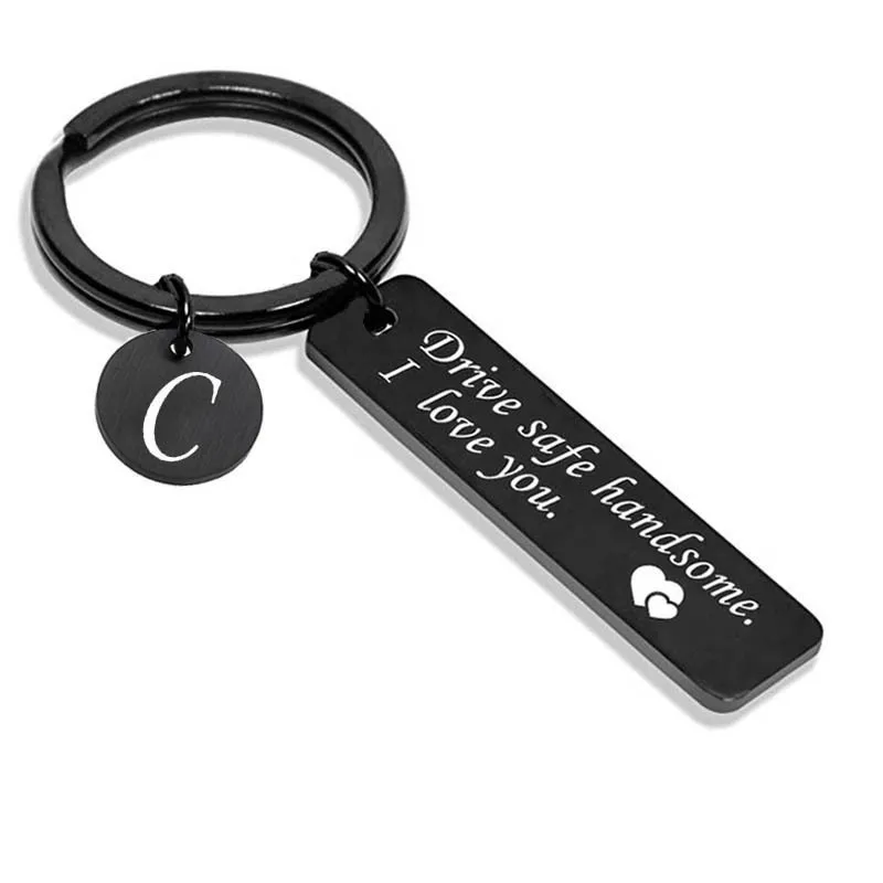 Drive Safe Keychain A-Z 26 Initials Lettering Key Chain Birthday Christmas Father's Day Gifts for  Men Women Husband Boyfriend