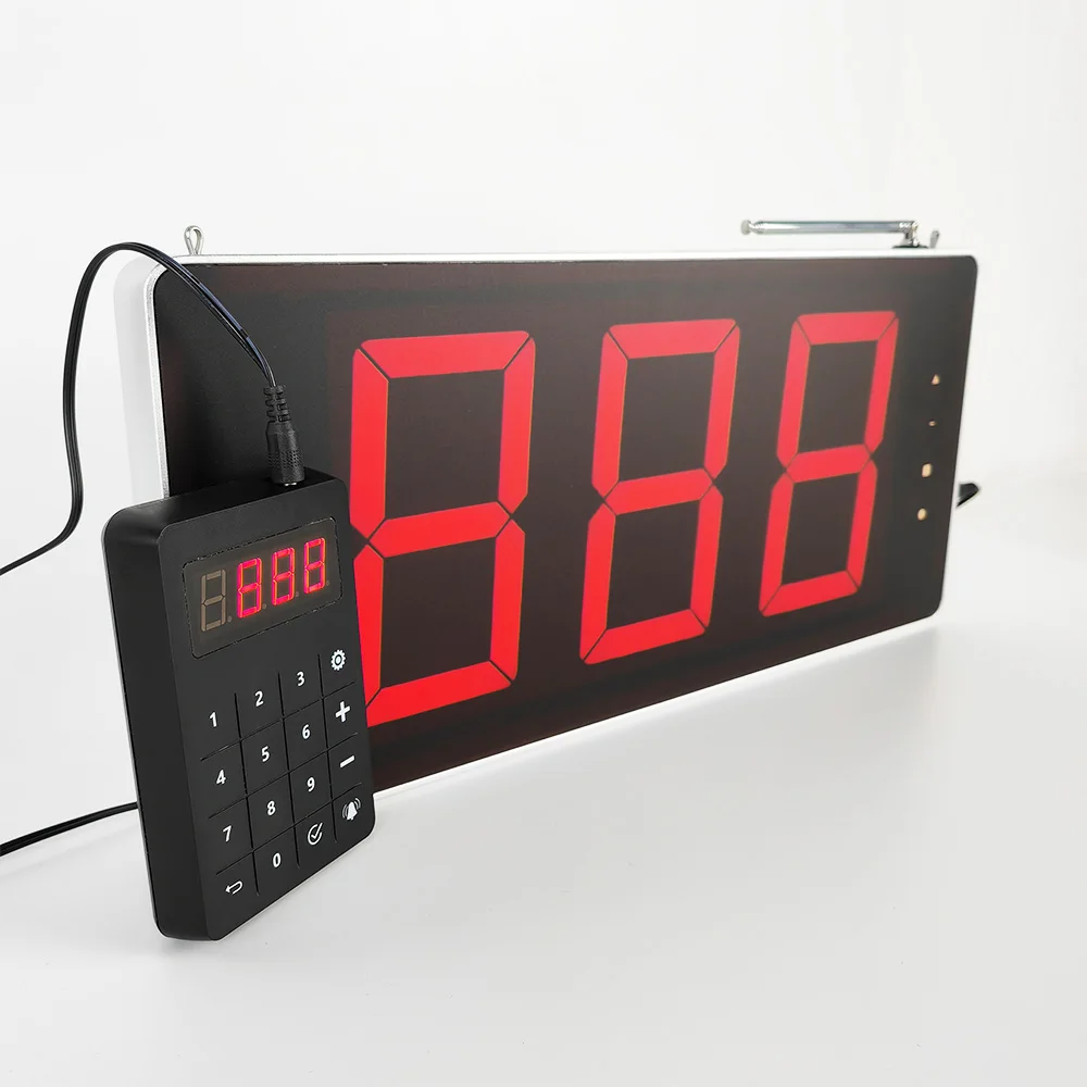 Wireless 3-Digit LED Display Queue Calling System Metal Construction for Hotel Restaurant Hospital or Bank Management