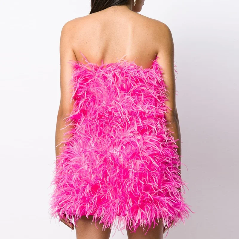 open lace back dress Nox Anabel Backless Sequin Prom Dress with Feathers Rose / 8