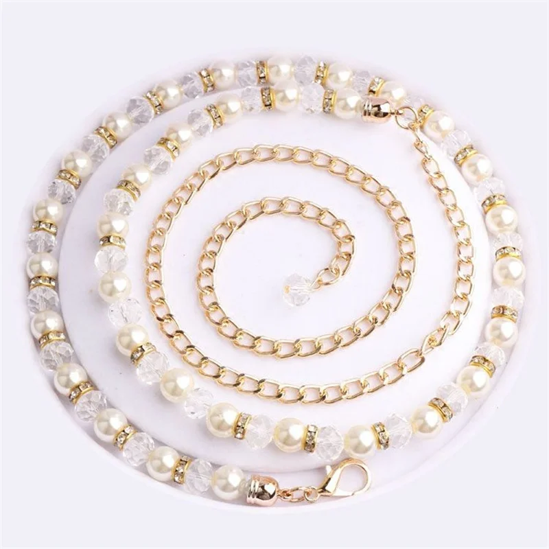 Модная цепочка из искусственных ракушек, Женский поясной ремень с бусинами, женский милый пояс с белой розой для платьев