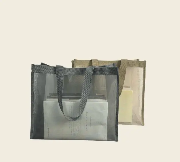 New style custom Logo mesh material large capacity shoulder beach tote bag large handbags for women