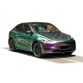 Hot Sale 1.52*18m Roll PET Glossy Diamond Green To Purple Chameleon Car Vinyl Wrap Film Color Shift Change Vinyl Sticker