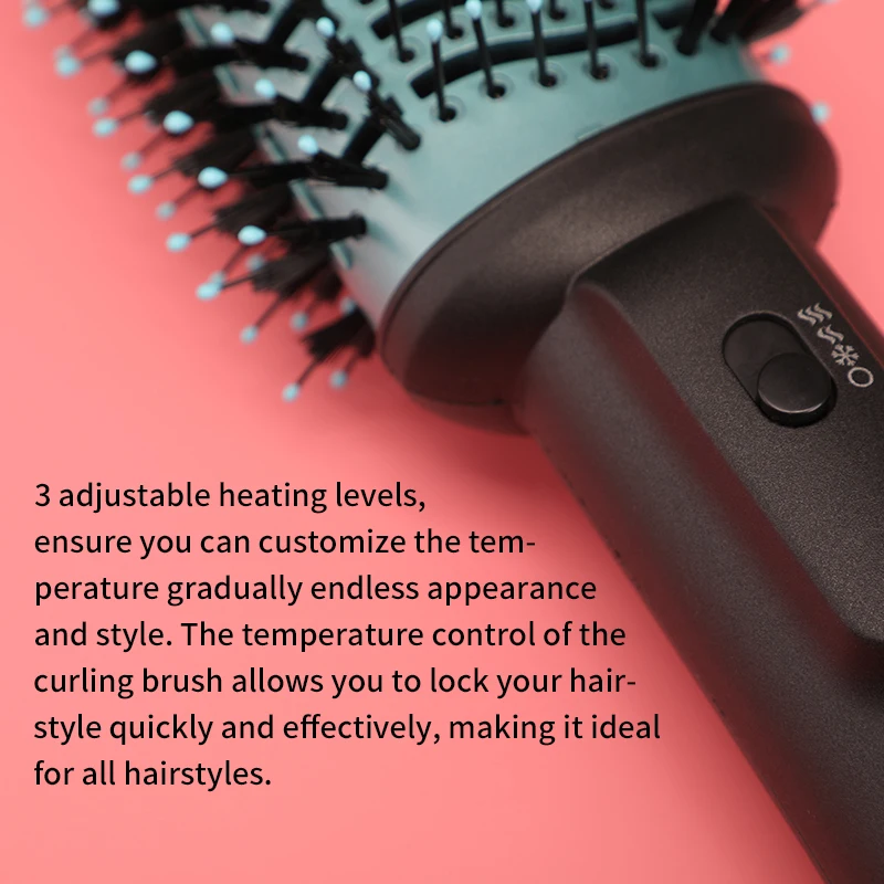 CONFU KF-3146 Electric Bristle Hair Brush with 3 Temperature Settings for All Hair Types-Household Use