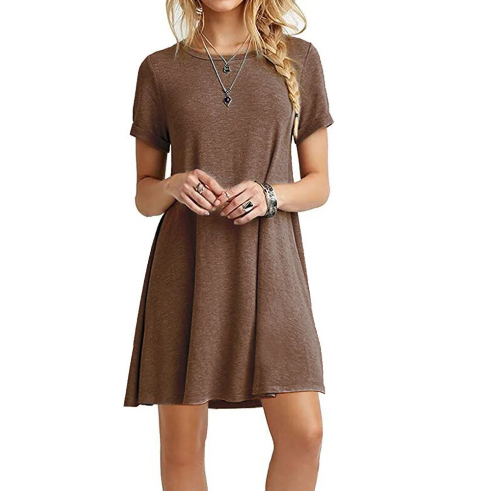 Latest Women Summer Short Sleeve Dresses Fashion Women's Solid Color Clothing Girls Dail aperçu 7