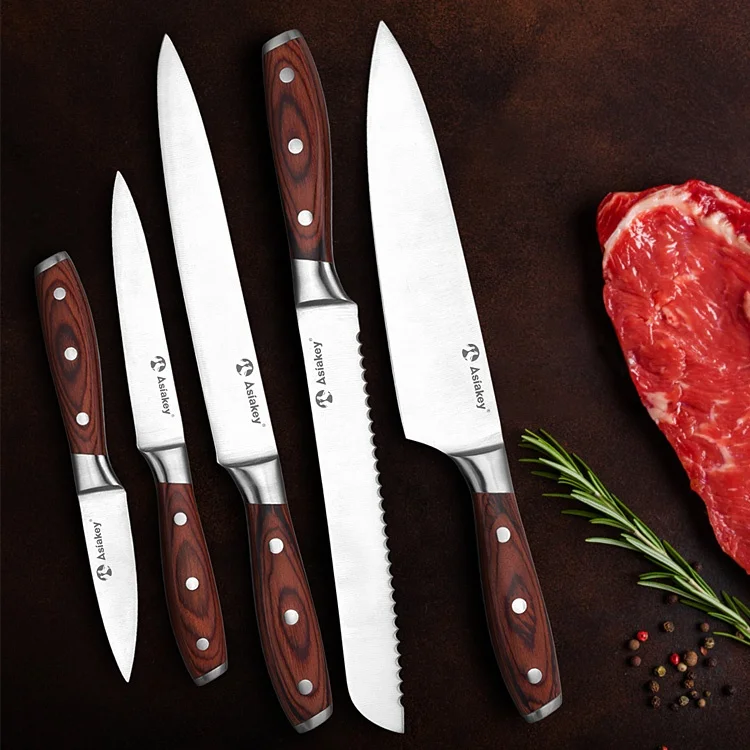 High-end Restaurants 5 Pieces Chef's Knives Sets 8 Inch Wooden Block Ernesto Kitchen Knife Set