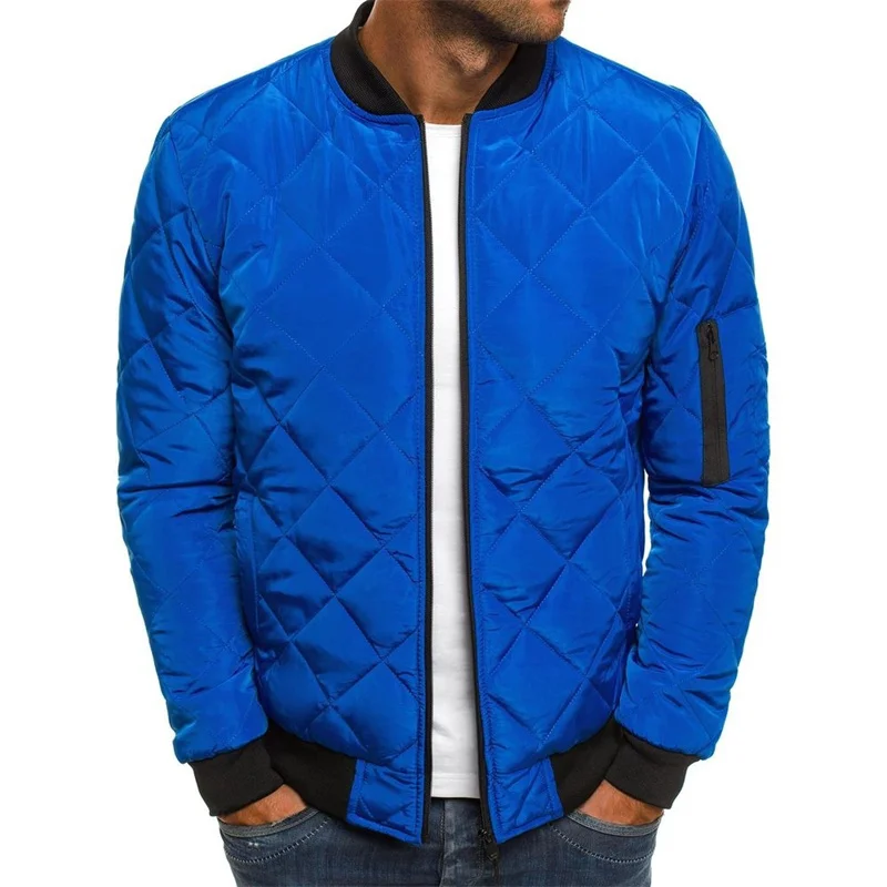 High Quality Black Warm Cardigans Coats Thick Print Zipper Cotton Men Puffer Down Jacket Winter_voghion.com