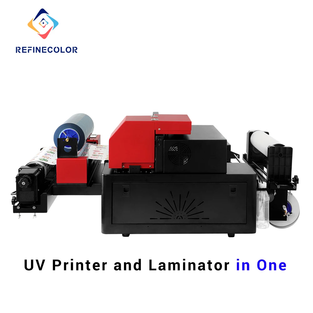 Refinecolor 2 in 1 Small A3 SIZE Uv Dtf Sticker Cup Wrap Transfers with Laminator Printer Machine