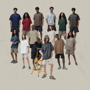 Roregal Spring/Summer New 100% Cotton Heavyweight 385g Men's Short Sleeve T-Shirt