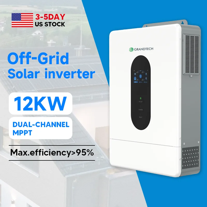 Აშშ-ის საწყობი გამყოფი ფაზის ინვერტორი 120ვ 240ვ 10კვტ 12კვტ ჰიბრიდული მზის ინვერტორი ერთფაზიანი OFF GRID Dc - Dc ამაღლების კონვერტორი ინვერტორი