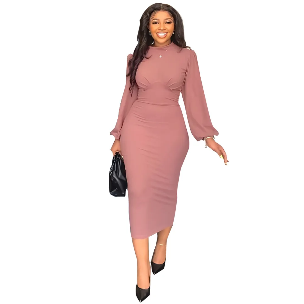 long long sleeve bodycon dress Off Track Black Bodycon Midi Dress With Sheer Sleeves – Club L London main image 1