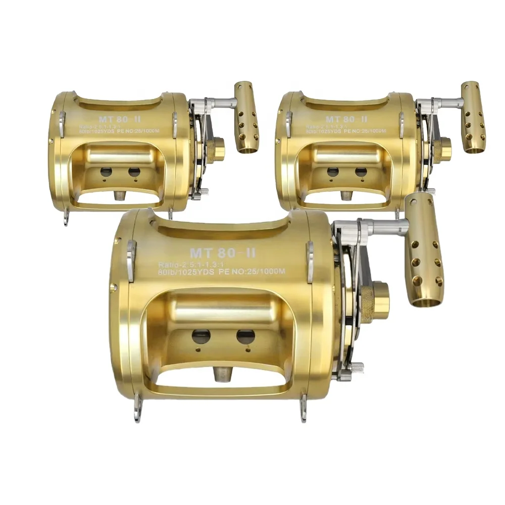 big water 80 fishing reel Fishing Reel Big Game 80w Deep Sea 2 Speed Golden Jigging Tuna Salt Water  Trolling Fishing Reels for Saltwater Trolling Reels