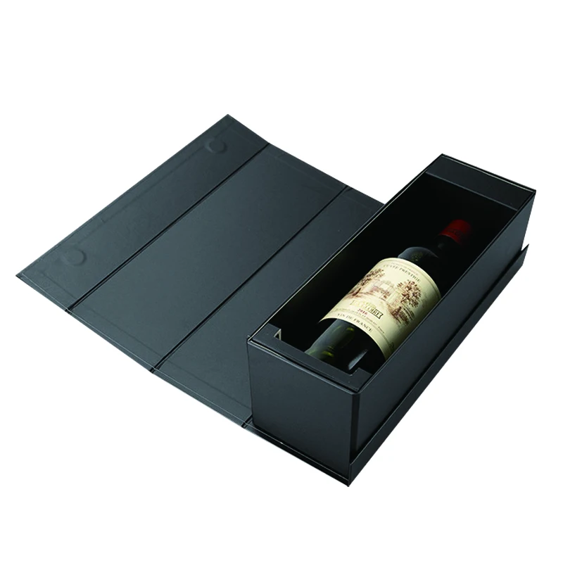 Custom Logo Black Luxury Red Wine Magnetic Paper Folding Box Foldable ...