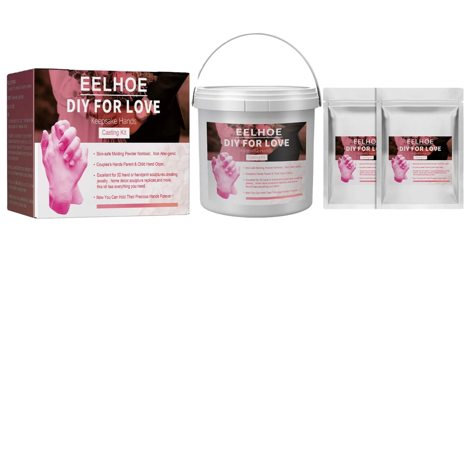Eelhoe Diy For Love Hand Printing Mold Plaster Casting Kit Hand Mold