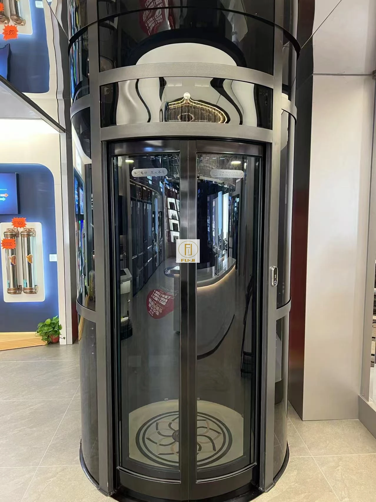 Luxury Design Golden Round Home Elevator Residential Elevator Round Villa Lift House Passenger Round Villa Elevators