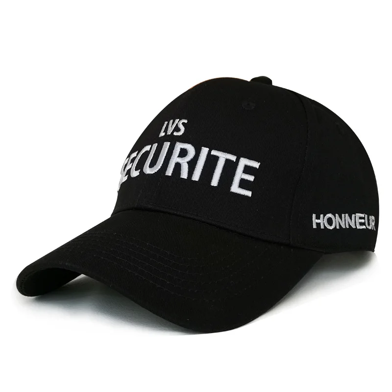 High Quality Embroidery Logo Baseball Cap Black Security Hat Black