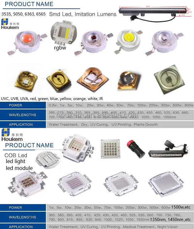 365nm Uv Led 3w High Power Led 365nm 370nm Epileds Chip