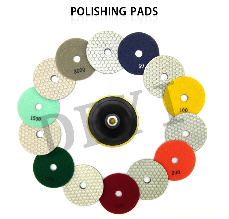 product deyi 3 inch 7steps resin flexible abrasive dry diamond polishing pad  granite marble polier pad-15