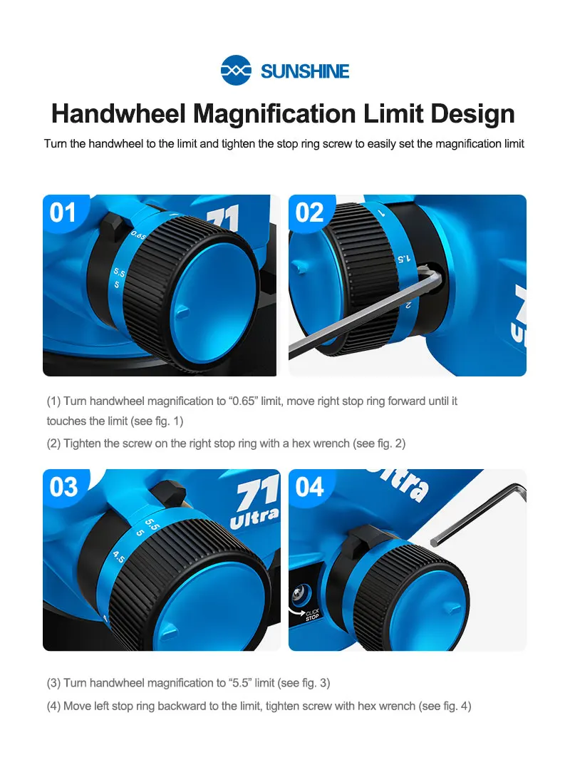 Microscope électronique SUNSHINE 71 Ultra Trinocular à zoom continu et fixe pour la réparation de téléphones mobiles et de bijoux