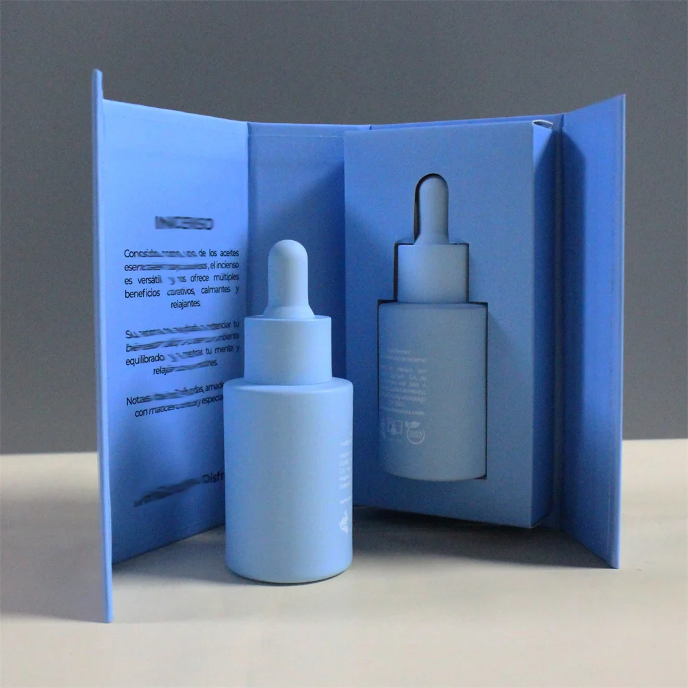 Luxury Custom Empty 20ml 30ml 60ml Flat Shoulder Cosmetic Eye Facial Serum Bottle Oil Frosted Glass Dropper Bottles