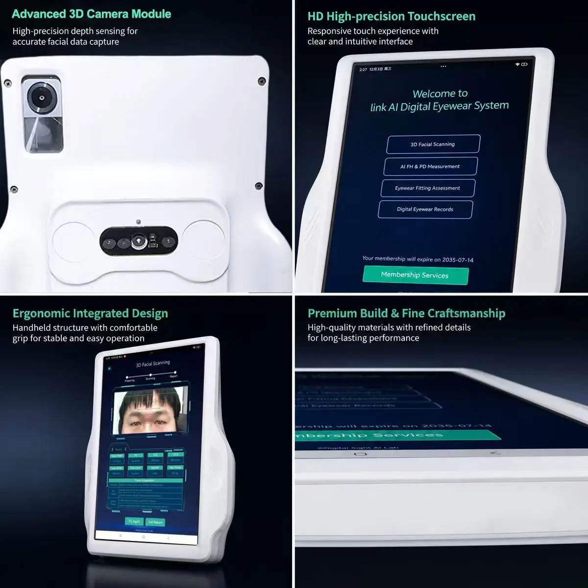 New AI Powered Digital Spectacle Lens Positioning Device 3D Face Screen DG800 Pro for Optical Shops