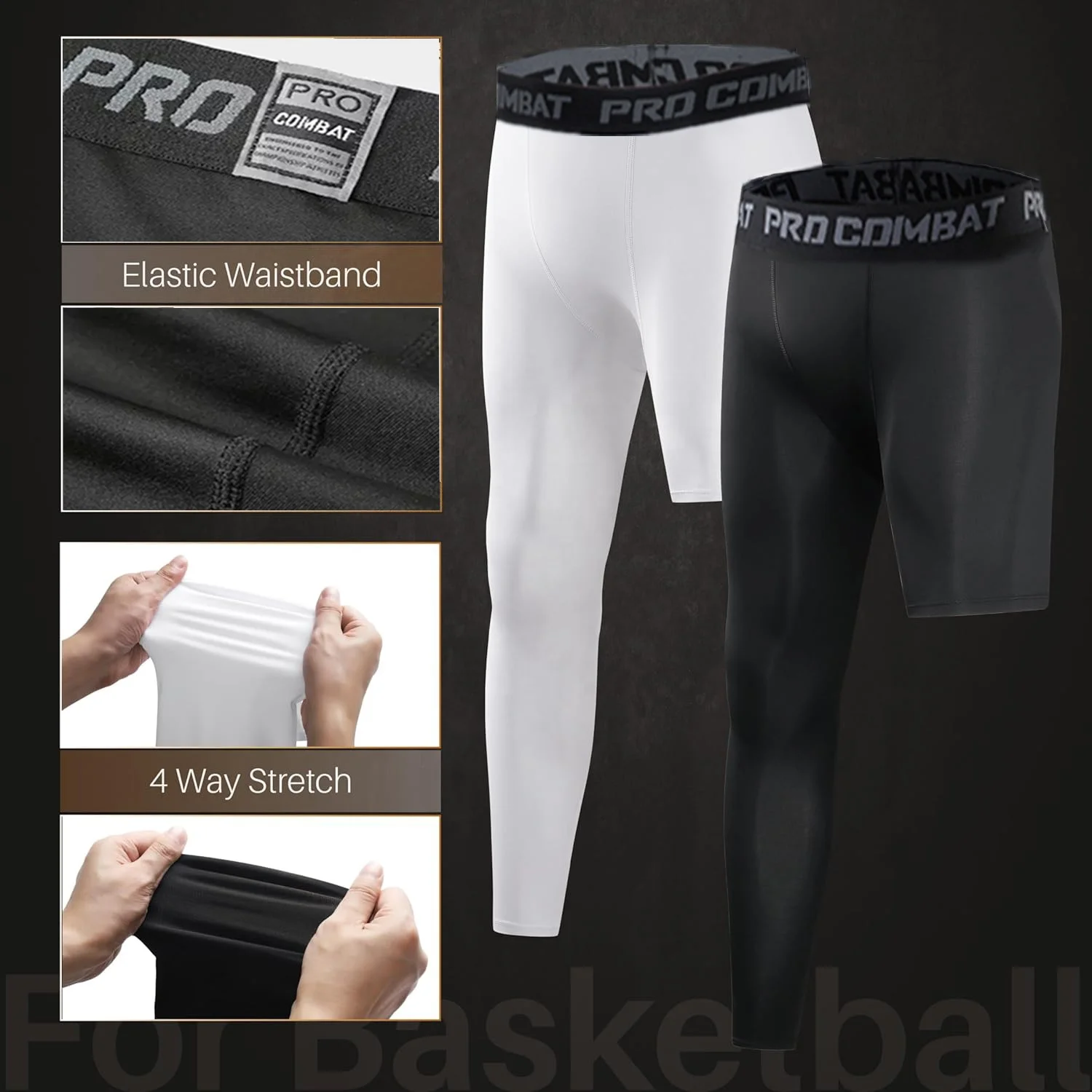 Single Leg 3/4 Compression Tights Men's Sports Compression Pants One Leg Basketball Leg Sleeves