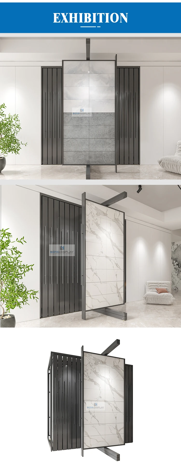 Customized Floor Standing Pull Out Marble Rotating Metal Sliding ...