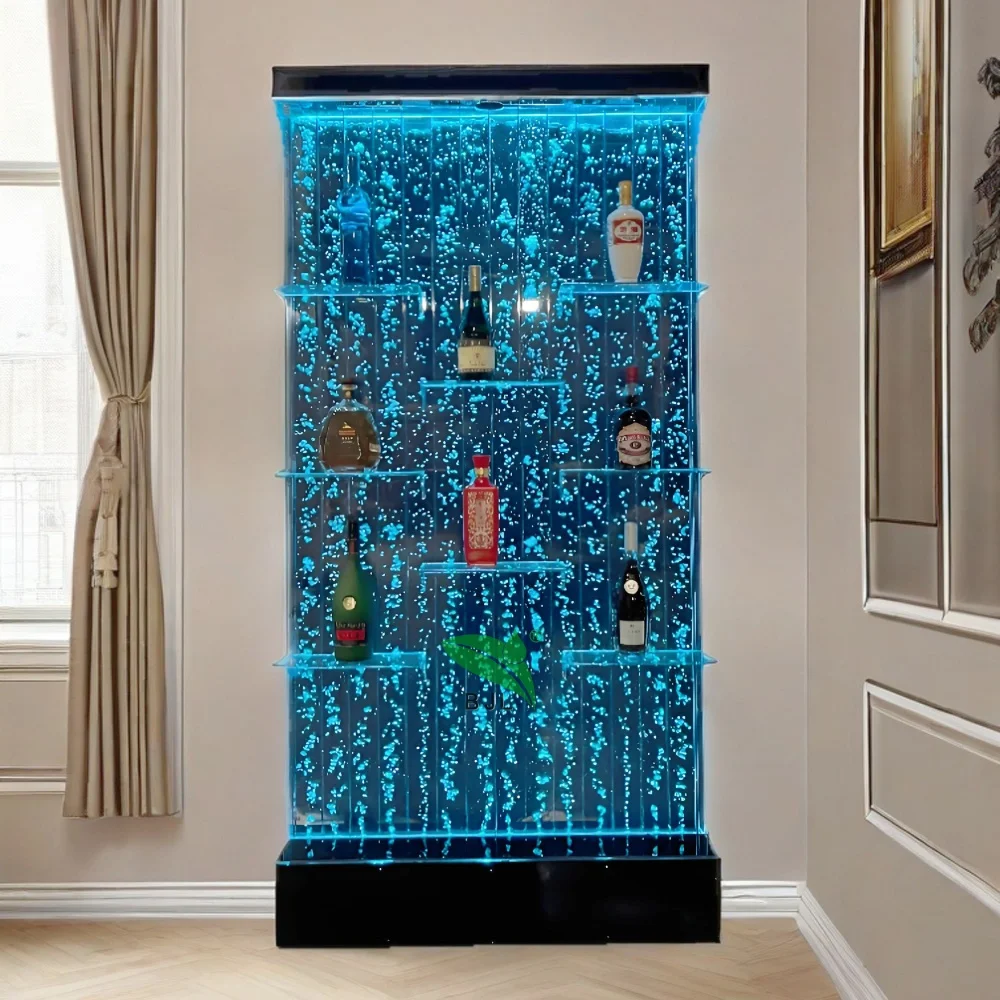Home bar Furniture Color Changing Led Lighting Water Bubble Wall Decor Wine Display Cabinet